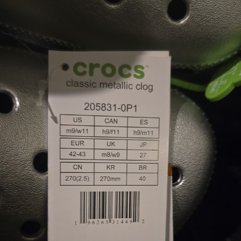 CROCS Classic Metallic Silver Clog - Picture 2 of 7
